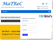 Tablet Screenshot of matrec.org.uk